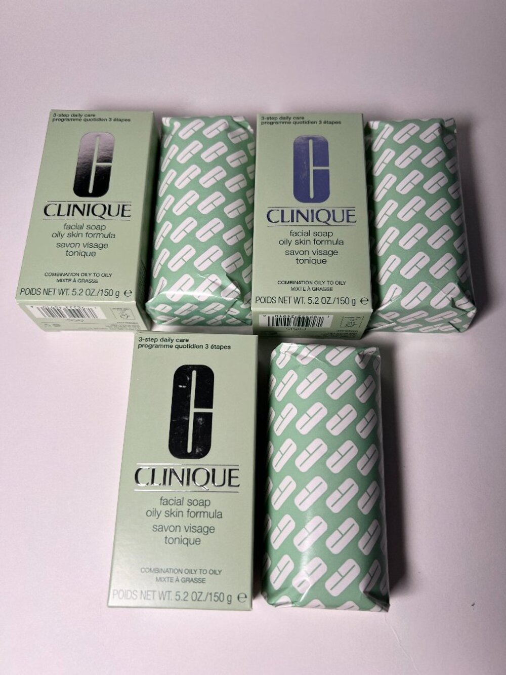 LOT of 3 Clinique Facial Bar Soap OILY Skin Formula Combination Full Size